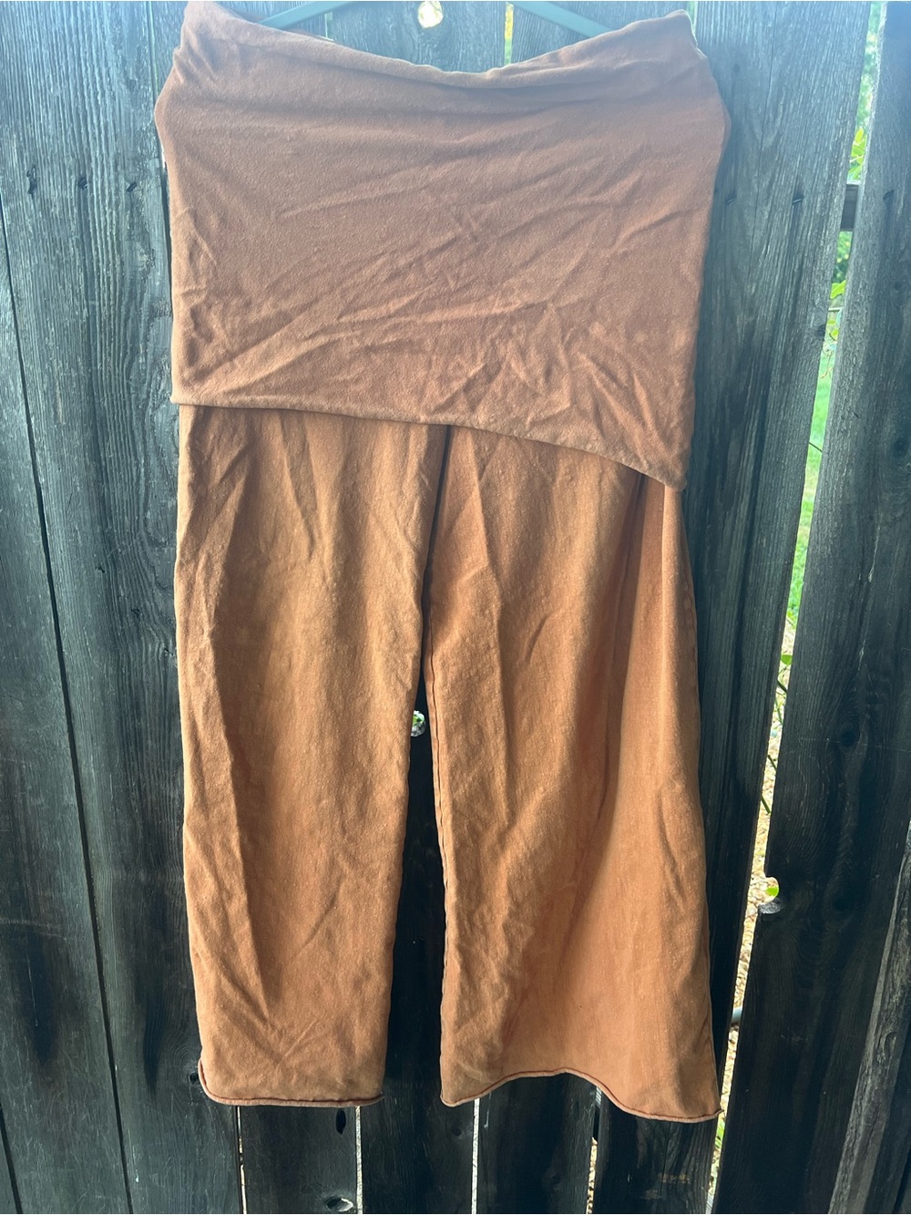Women's Fold-Over Waist Wide-Leg Pants — Brown